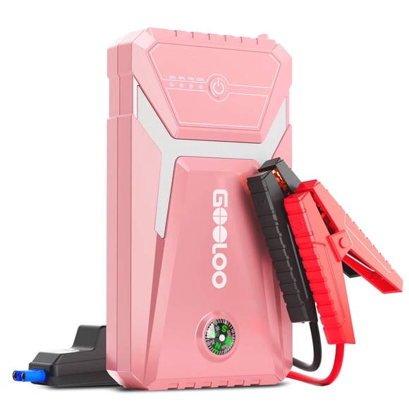GOOLOO GE1500 Démarreur Portatif - Bloc d'Appoint de Batterie 12 V à Crête de 1500 A avec Banque d'Alimentation et Port de Charge (jusqu'à 6,0 L Essence/4,0 L Diesel) - Rose