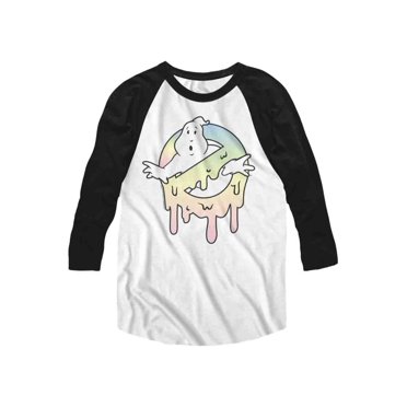 The Real Ghostbusters Slimer White/Black Adult 3/4 Sleeve Raglan T-Shirt Tee