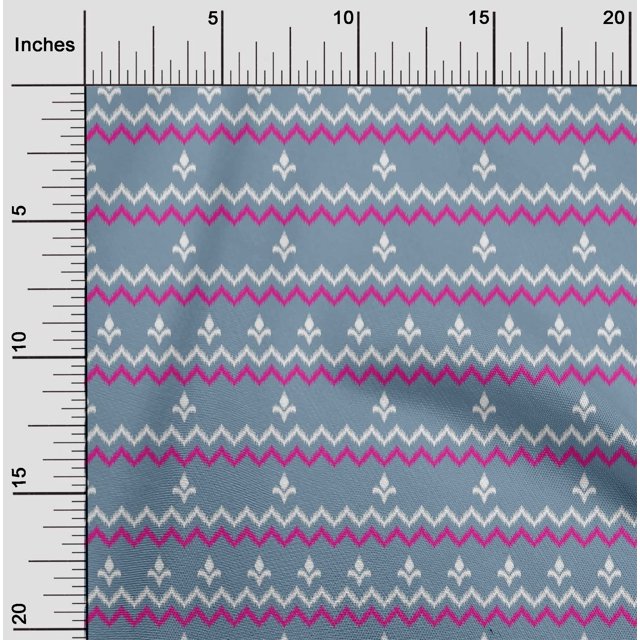 oneOone Tissu Popeline Sergé Coton Bio Chevron Ikat Décor Tissu Imprimé BTY 42 Pouces de Large