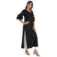 thumbnail image 2 of Moomaya Solid Rayon Kurta For Women bell Sleeve Drawstring Neck Long Ethnic Kurti, 2 of 6