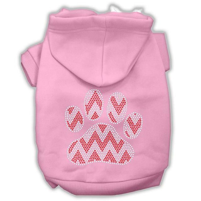Chandail à Capuchon pour Chien en Forme de Patte de Chevron avec Strass Rose Clair S (10)