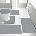 thumbnail image 4 of Fridja Bathroom Rugs 5 Piece - Absorbent Memory Foam Bath Mat for Bathroom, Non-Slip, Machine Washable, Dries Quickly, Bathroom Mat Set Gray, 4 of 5