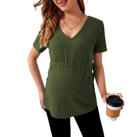 LNGOOR Women Pregnant Top Short Sleeve Breastfeeding T-Shirt Maternity Mother Summer Top Casual Tee Pullover Shirt Female Clothing