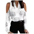 thumbnail image 1 of Womens Tops Long Sleeve Womens V Neck Pullover Off the Shoulder Printing Long Sleeve Tops, 1 of 9