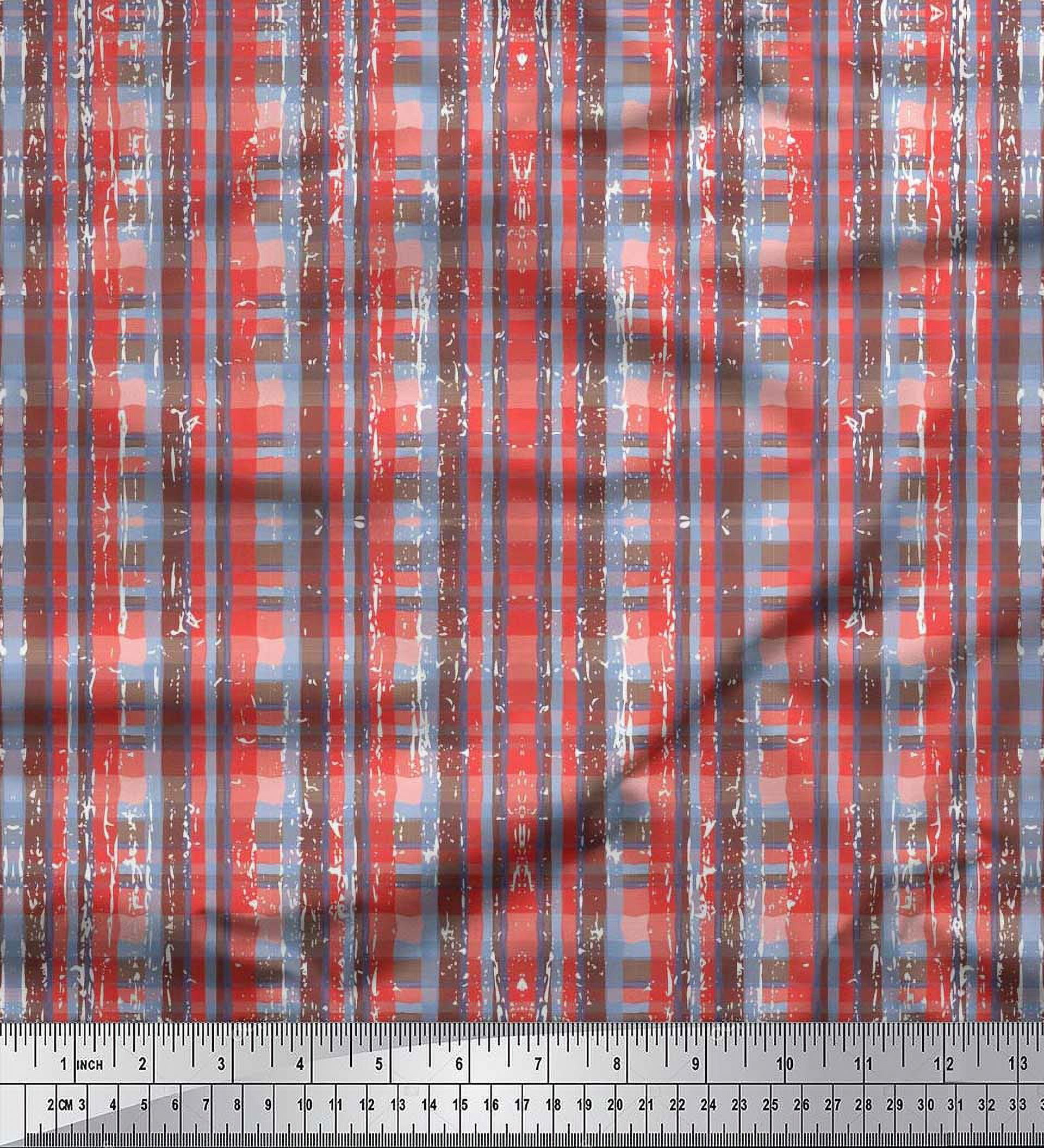 Soimoi Cotton Voile Fabric Geometric Check Print Fabric by Yard 56 Inch Wide