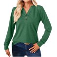 thumbnail image 1 of Pompotops Blouse Chemise Haut pour Femme Mode Col en V Profond Uni à Boutons Manches Longues Liquidation, 1 of 4
