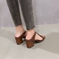 thumbnail image 4 of Women's Slippers for Women, Square Toe Open Toe T-Strap Thick High Heel, PU Upper, Rubber Sole, Breathable Spring Summer Style, 4 of 5