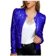 thumbnail image 3 of QIPOPIQ Veste à Paillettes pour Femmes avec Poches Décontractée à Manches Longues Fermeture Éclair devant Bomber de Fête Blazer P-2TG Liquidation, 3 of 8