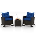 thumbnail image 1 of Costway 3 PCS Patio Wicker Rocking Set with Tempered Glass Table & Soft Cushions Outdoor Navy, 1 of 1