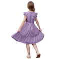 thumbnail image 4 of XIMIN Robe d'Été Décontractée Élégante à Col Rond pour Préadolescentes, Robe Quotidienne à Manches Courtes à Cap, Robe de Couleur Unie, Robe Formelle à Manches à Volants, Robes Trapèze avec Ceinture, Robe de Fête Évasée à Taille Haute, 4 of 5