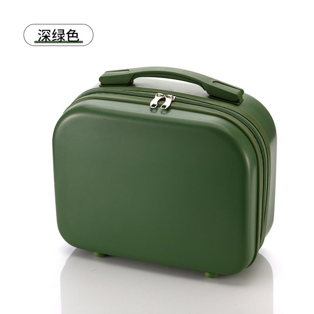 14 Inch Travel Mini Solid Color Lightweight Portable Small Hard Makeup Box New Style Student Lightweight Boarding Luggage Dark green