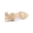 thumbnail image 4 of BLISSFUL STEP Women Open Toe Ankle Bow Tie Mid Heels Sandals Beige 8, 4 of 7
