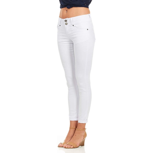 Cover Girl Jeans Juniors Mid Rise Waisted Butt Shaping Skinny Cute White Size 19