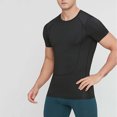 thumbnail image 2 of Justaucorps Blazer Extensible à Manches Courtes pour Homme, Haut Décontracté Mode, Couleur Unie, Séchage Rapide, pour Course, Mise en Forme, Gym, Entraînement, Plein Air, Vêtements d'Entraînement / IhhxPro, Noir 2TG, 2 of 9