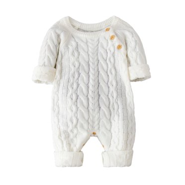 TopLLC Nouveau-Né Garçon Fille Tricoté Romper Combinaison Solide à Manches Longues Legging Body Combinaison Vêtements Winter 0-18M