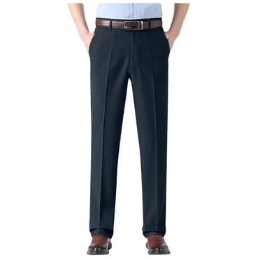 Men's Comfort Classic Fit Pleat Front Dress Pant Lightweight and Breathable Tapered Suit Pant Wrinkle-Resistant Trousers