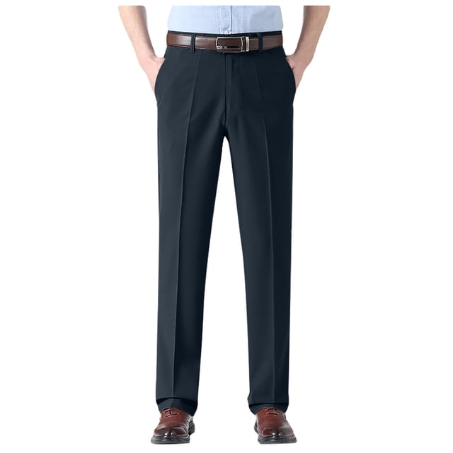 Pantalon Décontracté pour Homme Mens Mynx à Ceinture Extensible Dissimulée Coupe Classique devant Plissé Pantalon Habillé pour Style Polyvalent et Confort
