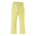 thumbnail image 4 of LSLJS Women's Fragrant Hemp Solid Color Loose Women Fashion Drawstring Pants Seven Pants Pockets Womens Work Pants, 4 of 5