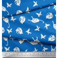 thumbnail image 2 of Soimoi Cotton Poplin Fabric Bird & Cat Animal Print Sewing Fabric Yard 56 Inch Wide, 2 of 3