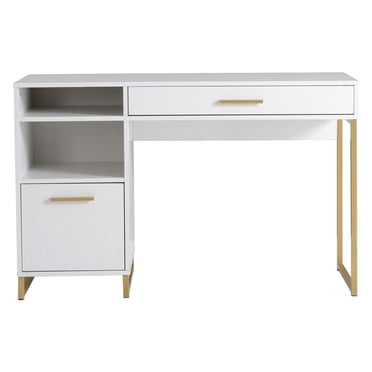 Mainstays Wood & Metal Writing Desk with 1 Drawer and 1 Door for Teen Adult,29.92 in