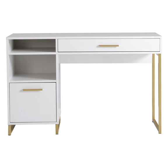 Mainstays Wood & Metal Writing Desk with 1 Drawer and 1 Door for Teen Adult,29.92 in