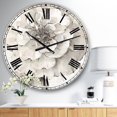 thumbnail image 3 of Designart 'Indigold Grey Peonies I' Traditional wall clock, 3 of 4