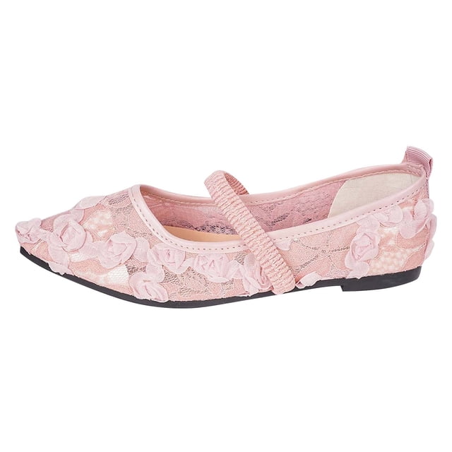 GPOECD Ballet Flat Breathable Lace Mesh Pointed Toe Flat Shoes for Casual Everyday on Style with Comfortable Wide Fit Light Open Toe Design for Everyday Wear Womens Shoes Pink,37
