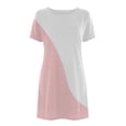 thumbnail image 3 of Womens Summer Plus Size Dresses Casual Color Block Patchwork Print Mini Sundress Tunic Round Neck Short Sleeve Dress, 3 of 5