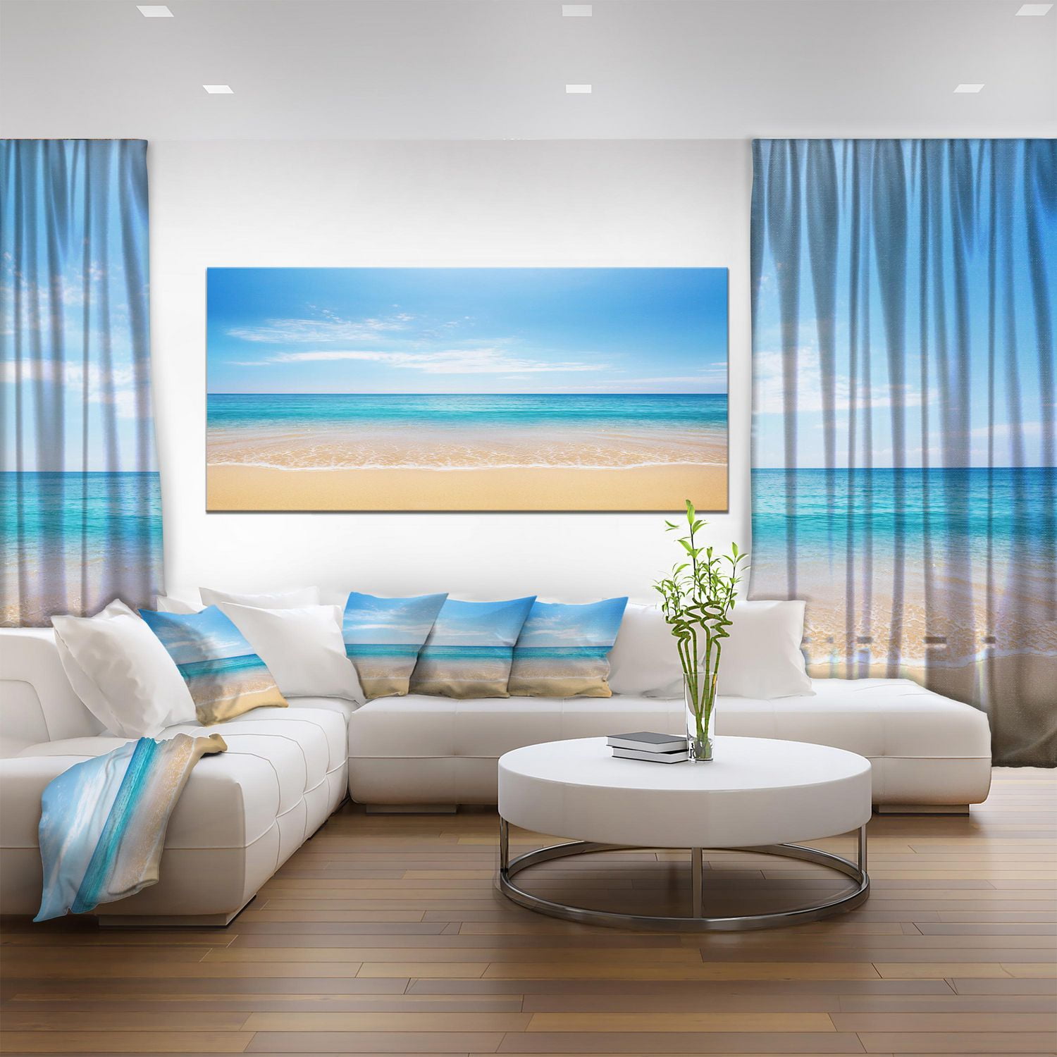 Designart Mer bleue calme et ciel Art mural sur toile