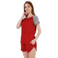 thumbnail image 4 of Inkmeso Solid 2 Pc Nightwear Set For Women Raglan Sleeves Button-Down Top & Shorts Sleepwear-16, 4 of 7