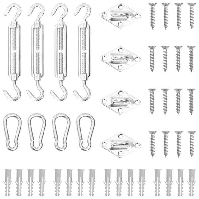 vidaXL Ensemble d'Accessoires pour Voile d'Ombrage 12 Pcs en Acier Inoxydable