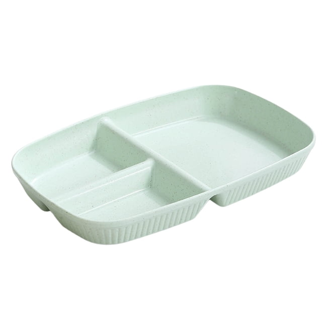 yulier Assiette Compartimentée en Plastique, Assiette Incassable en Paille de Blé à 3 Compartiments, Assiette de Souper Légère Réutilisable, Compatible Micro-Ondes et Lave-Vaisselle