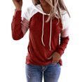 thumbnail image 1 of MAWCLOS T-shirt pour Femmes à Blocs de Couleur, Chandail à Manches Longues, Coupe Ample, à Enfiler, pour le Travail, à Capuche, Rouge, m, 1 of 2