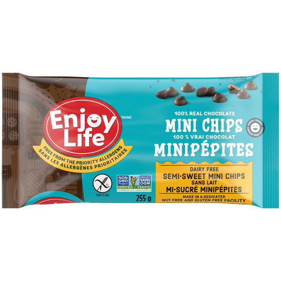 Enjoy Life Mini chips mi-sucrées, Sans gluten, Sans arachides, Sans noix, Sans lait, Sans soja, Sans OGM, 283 g