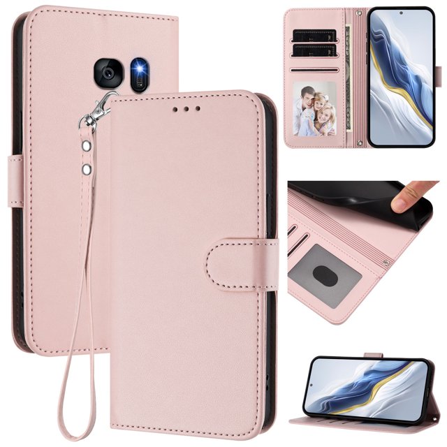 GANGXUN Wallet Case for Samsung Galaxy S7 – Magnetic Closure, RFID Blocking, Wrist Strap, Wireless Charging Compatible