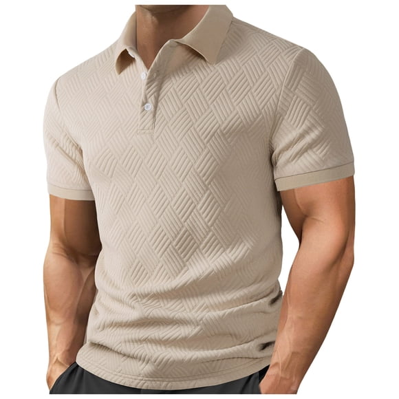 Ketyyh-chn99 Mens Long Sleeve Polo Shirts Men's Short Sleeved T Shirt Casual Comfortable Top Size for 2XL,Beige
