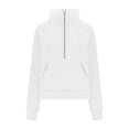 thumbnail image 4 of Womens Half Zip Hoodies Plus Size Fleece Sweatshirt Thumb Hole Cropped Pullover Fall Winter Tops, 4 of 5