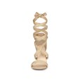 thumbnail image 2 of BLISSFUL STEP Sandales pour Femmes Couleur Unie Talons Blocs Moyens Sandales à Lacets Beige 9.5, 2 of 8