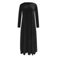 thumbnail image 3 of Long Sleeve Dress Women Womens Solid Color Loose Long Sleeve Long Dress Round Neck Asymmetric Layered Beach Long Dress Womens Long Sleeve Dress Cold Shoulder Dress for Women, 3 of 6