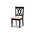 thumbnail image 1 of Baxton Studio Reneau - Chaise - Bois de Caoutchouc Massif, Tissu polyester - Sable, Brun espresso (Lot de 4), 1 of 2