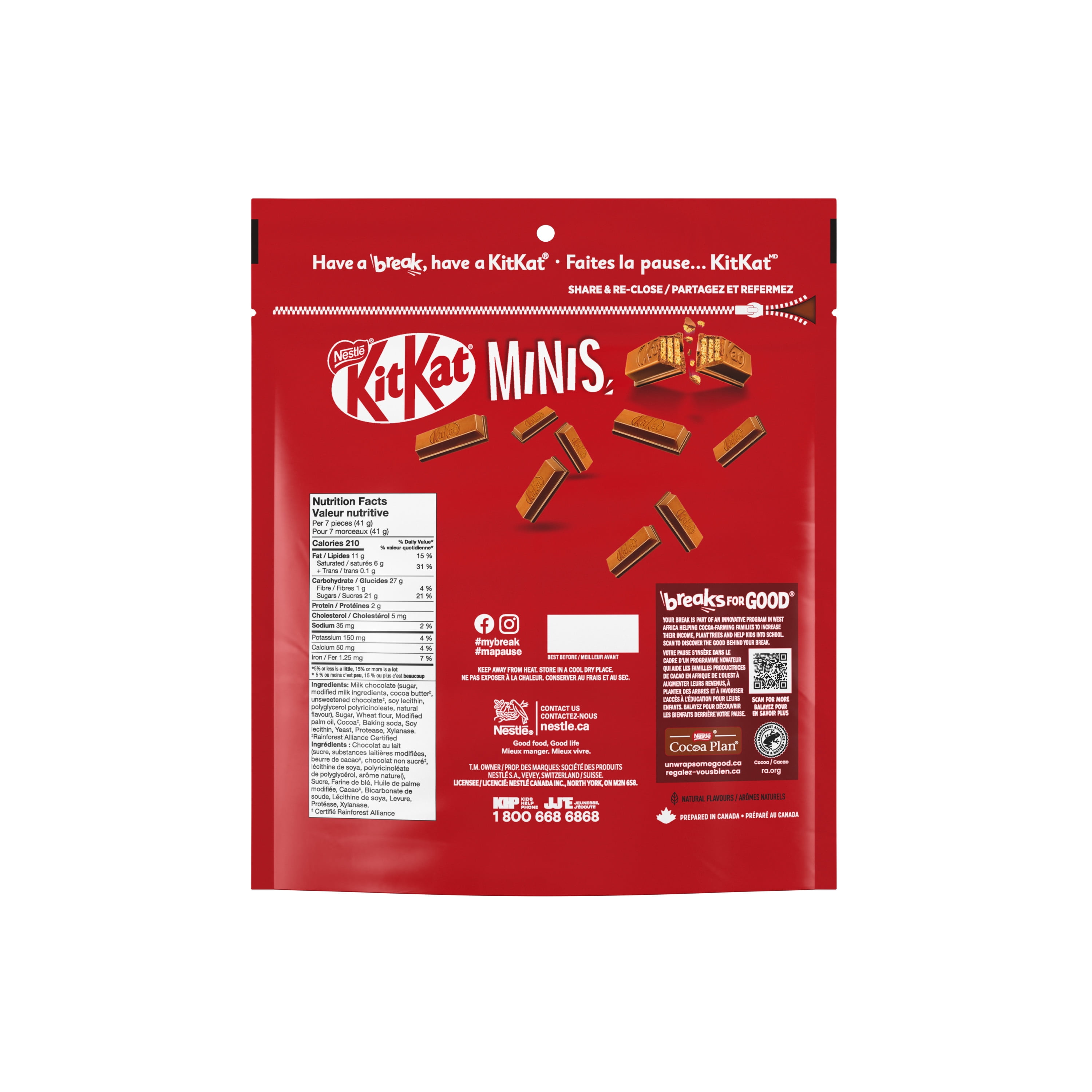KITKAT Minis, Crisp Wafers in Smooth Milk Chocolate, Prepared in Canada
