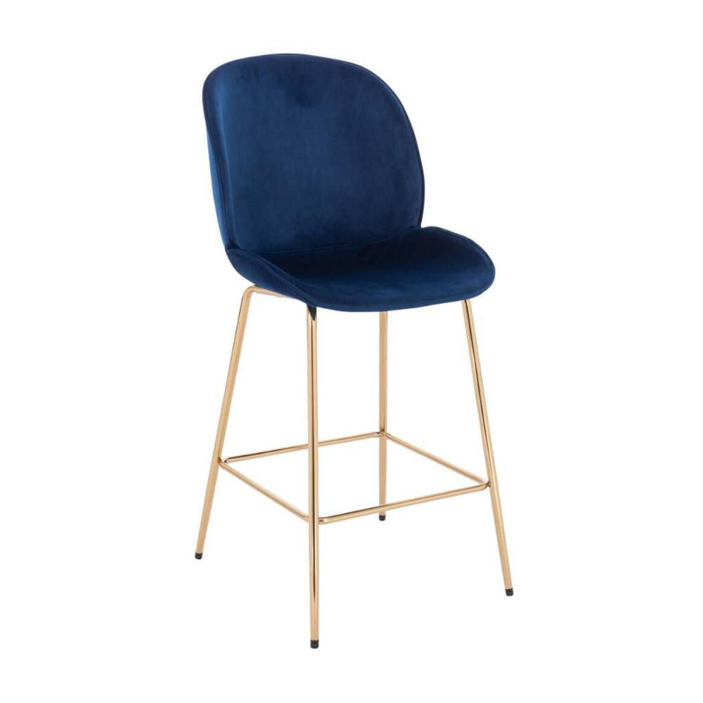 TABOURET LOTUS GOLD (SIÈGE SLIM) avec revêtement en velours doux et pieds en métal doré