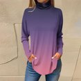 thumbnail image 2 of FAIWAD Women's Turtleneck Long Sleeve Tops Basic Layering Irregular U Hem Soft Underwear Tunic Tops, 2 of 4