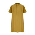 thumbnail image 4 of Jusqu'à 65 % de Rabais! Robes d'Été Mode pour Femmes 2024 Grande Taille Décontractées Amples Unies en Coton à Col en V à Manches Courtes Robe d'Été, 4 of 6