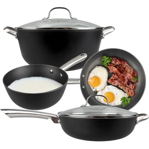 Cuisiland 4-Piece Ensemble d'articles de cuisine en fonte en nid d'abeilles – 2,5 QT/7.5'' Pot de lait, 10" Pan à frire, 10" Pane de louage peu profonde & 5.5QT/10.5'' Pot de céserole, non-stationné, sans danger pour le four, rétention classique de chaleur