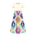 thumbnail image 3 of RXIRUCGD 2025 Vêtements d'Été pour Enfants Robe à Manches Courtes Col Rond avec Poches pour Adultes Jupe Longue Décontractée, 3 of 4