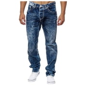 FYEGRE Jeans à ruban mince pour hommes Jeans denim homme Confortable pantalon casual extensible avec mode moderne adaptée pour l'usure quotidienne et le style polyvalent bleu M