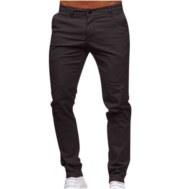 Babysbule Clearance Mens Pants Men's Casual Button Open Slim Fit Straight Solid Color Trousers