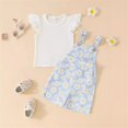 thumbnail image 2 of Birdeem Tank Top for Girls Chrysanthemum Print Set Flying Sleeve T-Shirt Set Baby Girl Backpack Pants Set, 2 of 12
