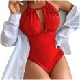 thumbnail image 2 of CEHVOM Women's One-Piece Padded Plus Size Overlay Print Bikini Swimsuit, 2 of 3